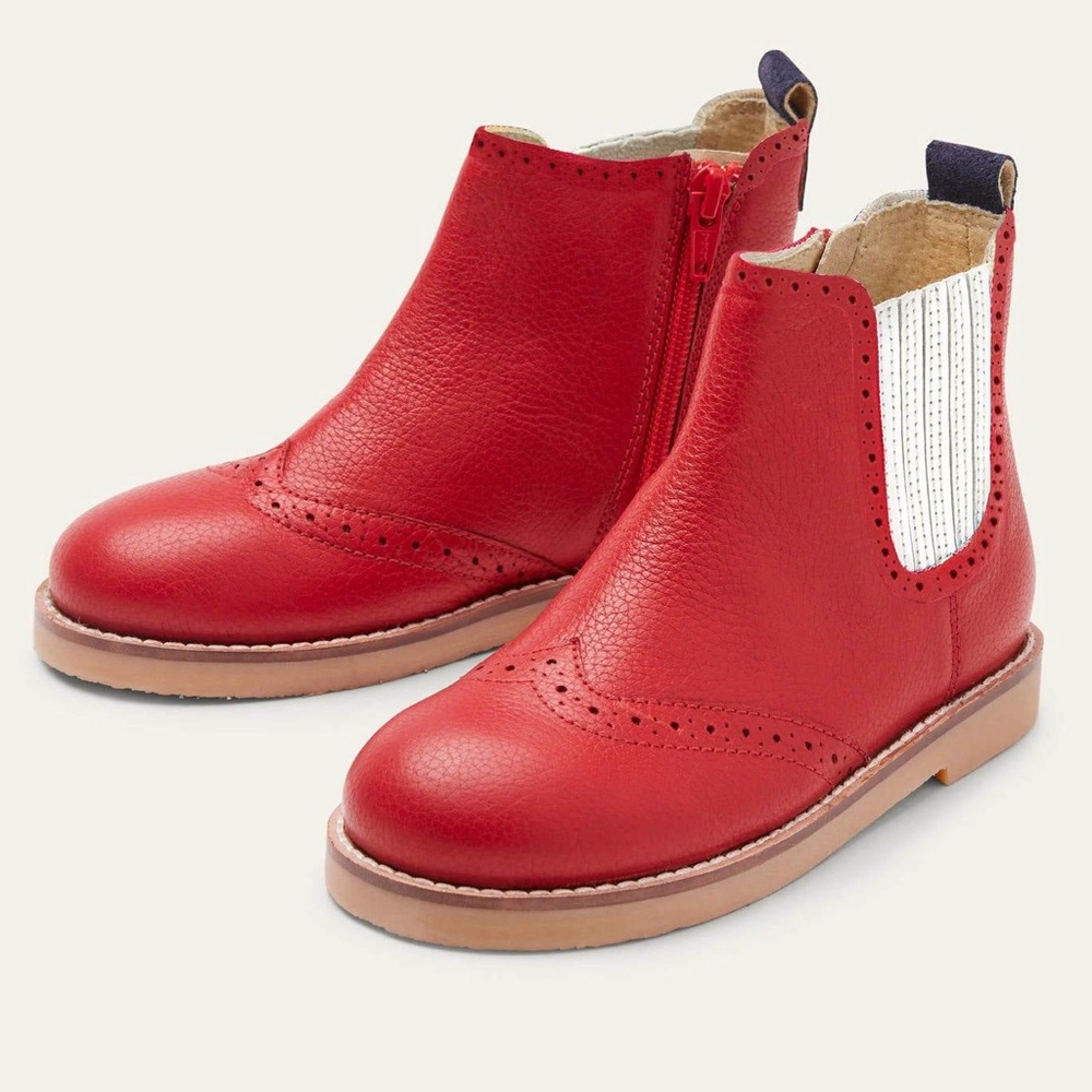 Mini Boden Kids Red Leather Chelsea Boots